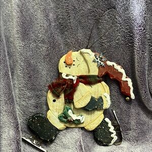 New, Creative Co-Op Snowman Door Sign with Plaid Scarf